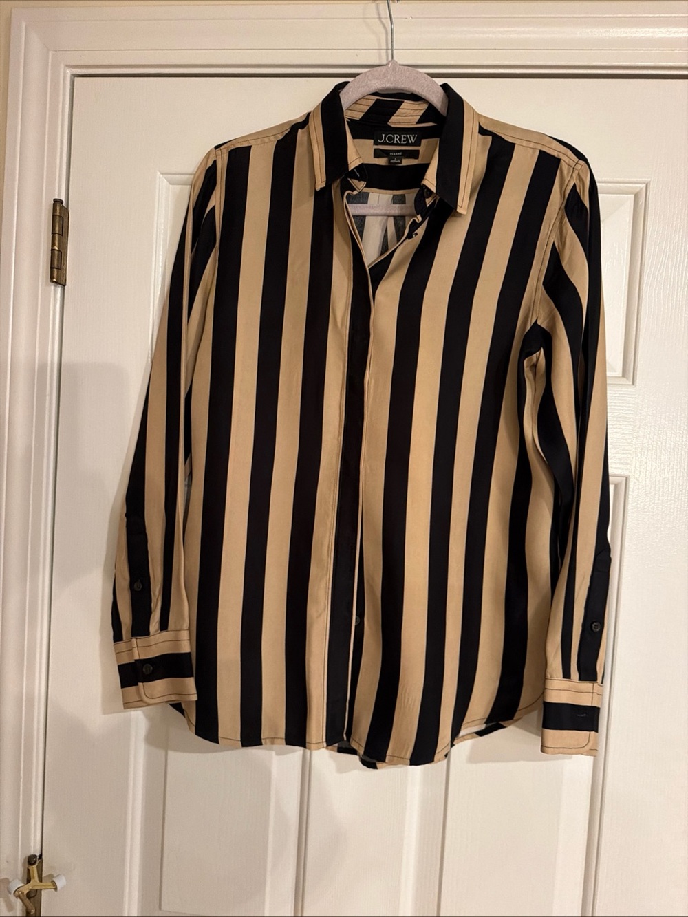 J.Crew Black and Tan Striped Button-Up Shirt